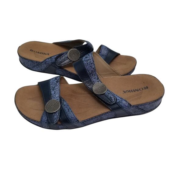 Romika Fidschi Leather Comfort Sandals $211 Size 40 US 9/9.5 Blue Germany